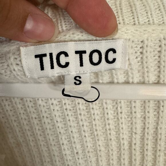 Tic Toc Ivory Woven Long Sleeve Crop Top Size Small - Picture 4 of 5